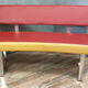 Pair of semi-moon benches in skai and chrome steel