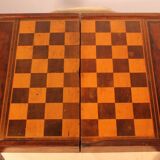 19th century games box in walnut and boxwood