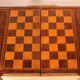 19th century games box in walnut and boxwood