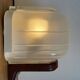 Glass and wood wall sconce light