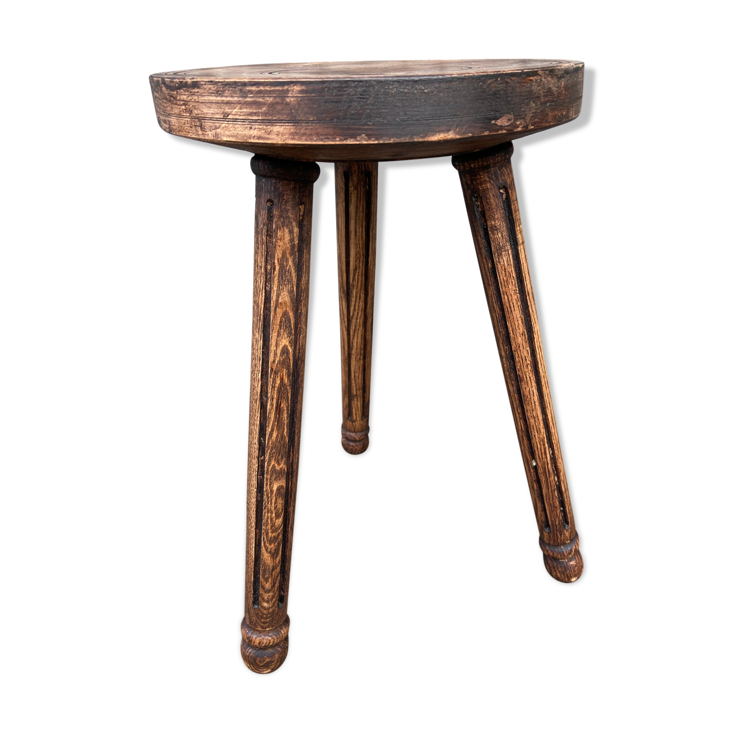 Vintage wooden footstool rustical bohemian deco farm stool