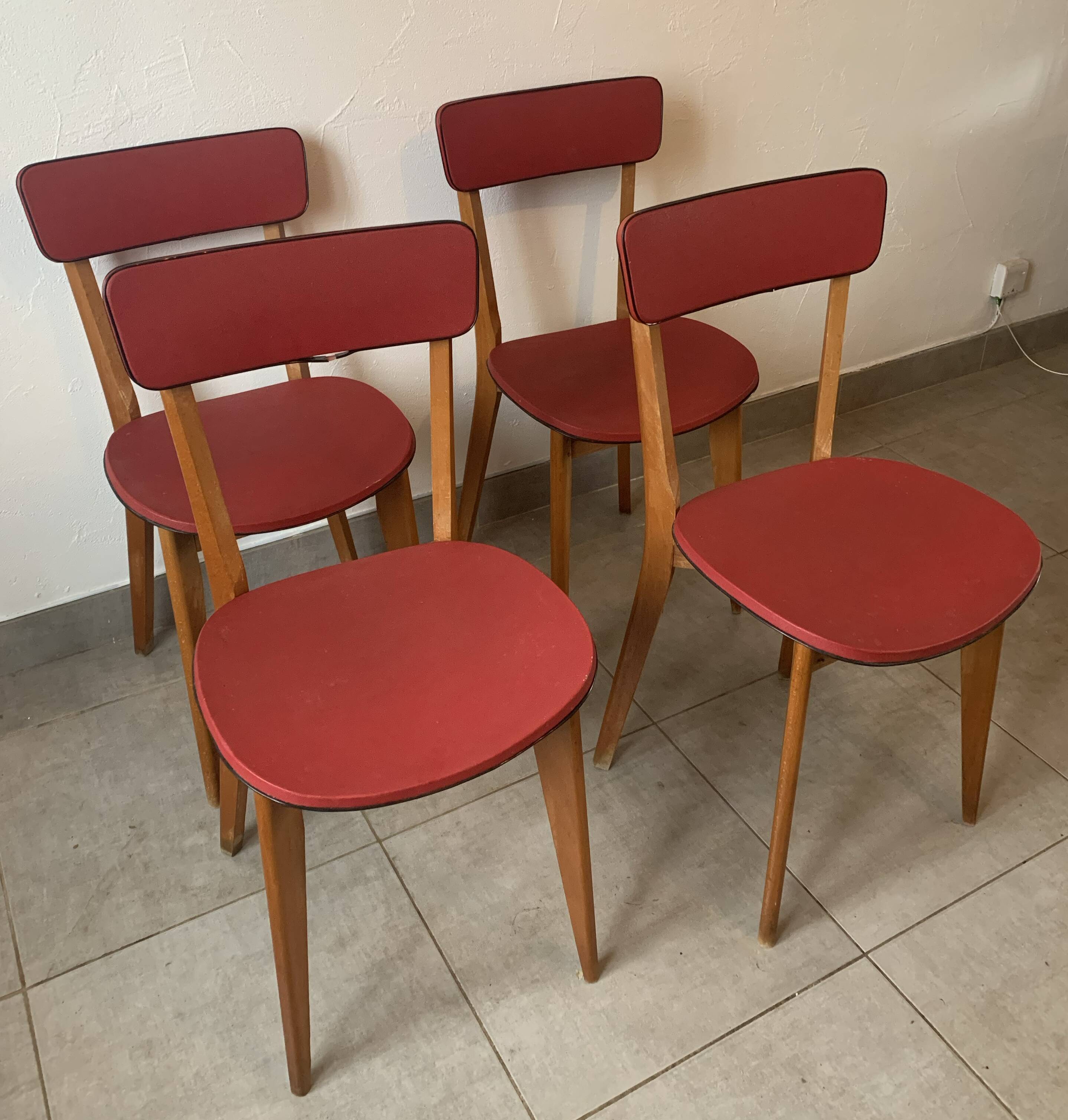 Set de 4 chaises bistrot vintage, années 50 (Taille adulte)