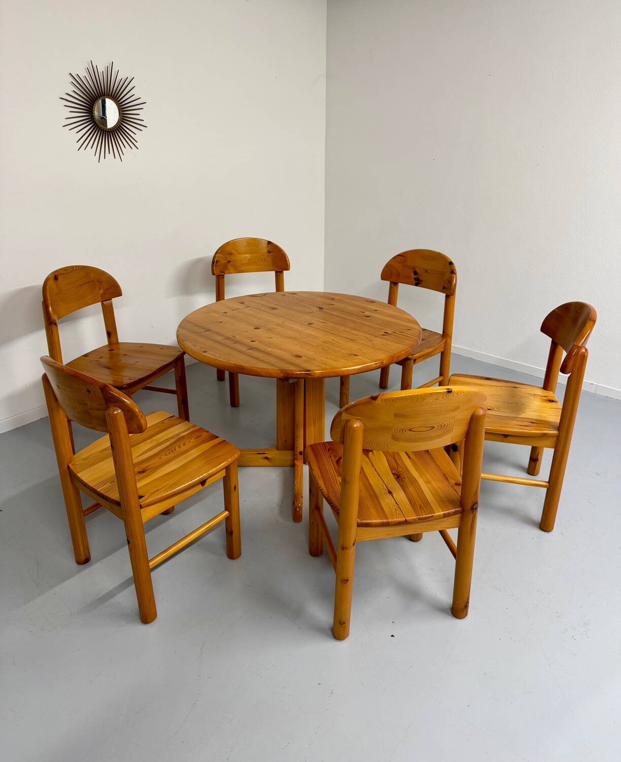 Vintage solid pine table, Scandinavian design by Rainer Daumiller, 1970s
