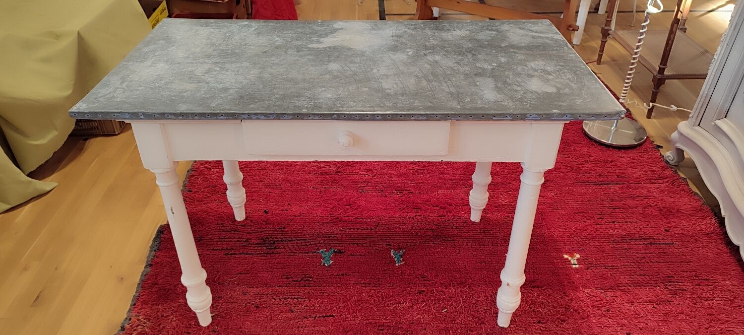 Table de fleuriste zinc meuble de métier