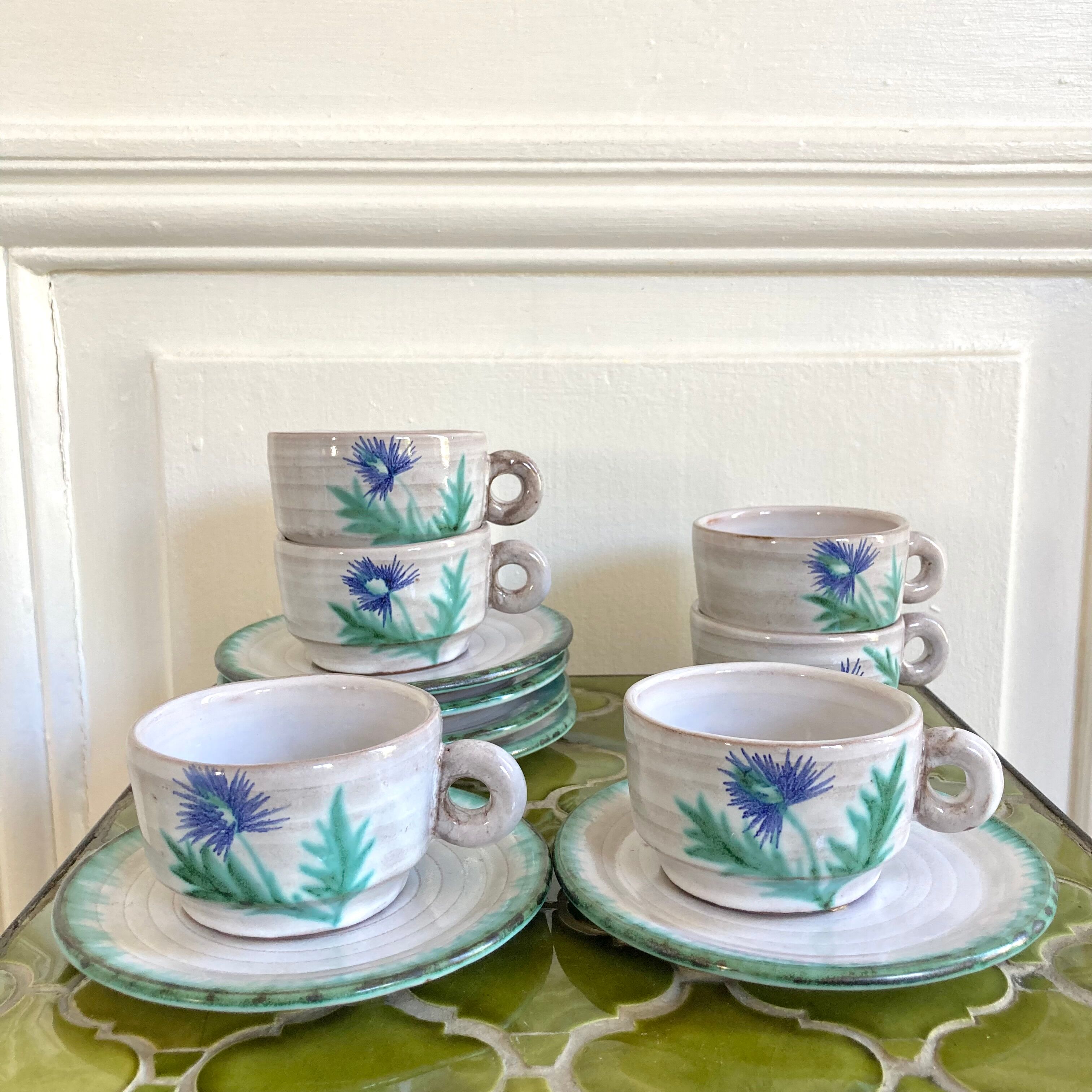 Ceramic mugs 70 hand-painted thistles