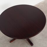 Round mahogany table, Danish design, 1970s, manufactured in Denmark