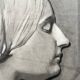 Old academic drawing, profile portrait of a woman by Deleiderrier 1901