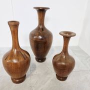 Vintage wooden vases by Maurice Bonami, set of 3, 1970s