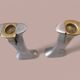 Pair of brutalist candlesticks in bronze and aluminum - David Marshall.
