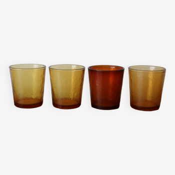 4 amber water glasses
