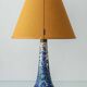 Antique Art Deco Gouda Pottery Table Lamp, c. 1910-35, New Ochre Linen Shade