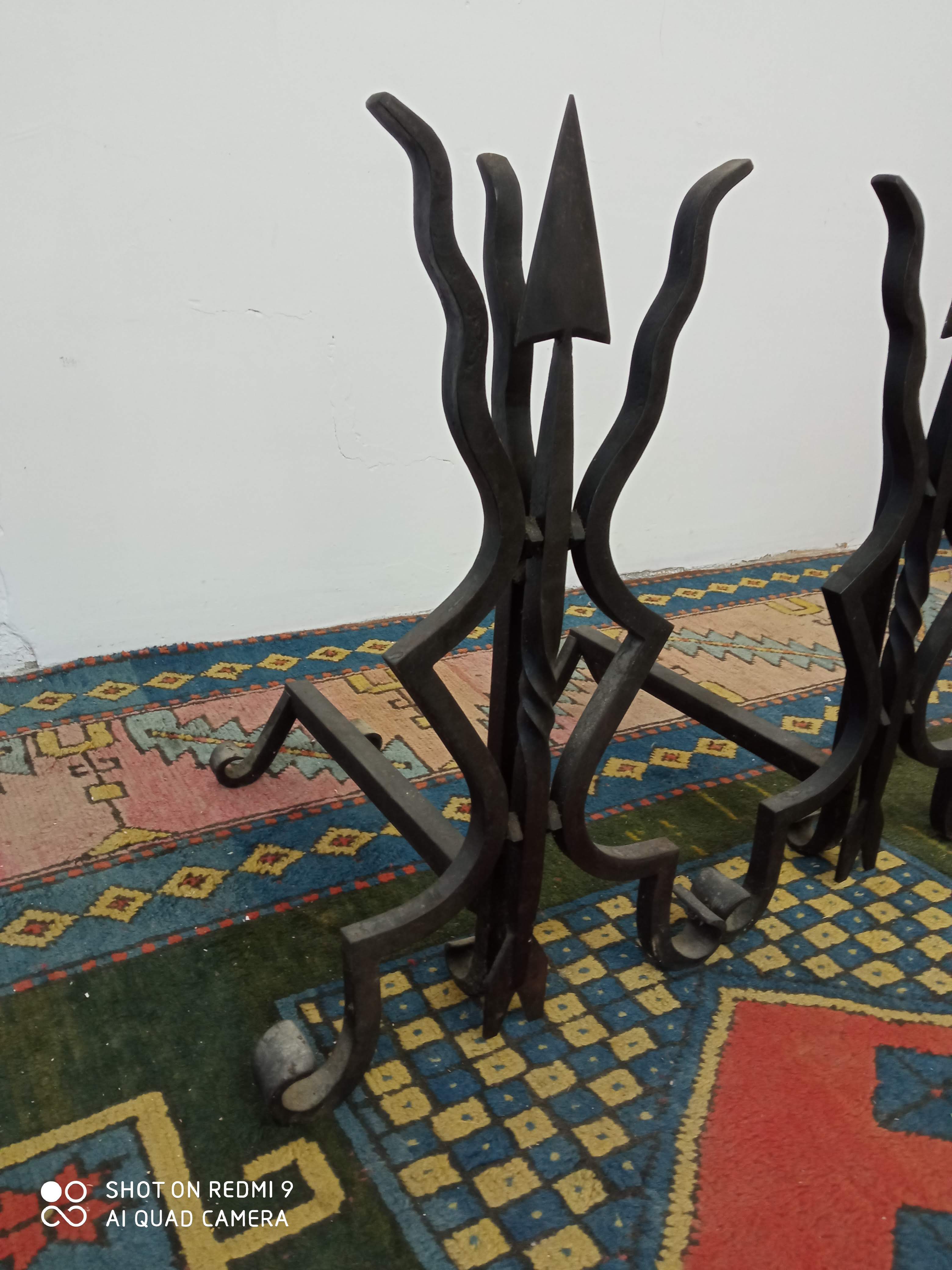 60s cast iron chenets
