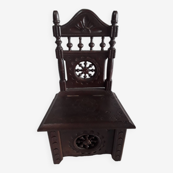 Old Breton chair in carved wood