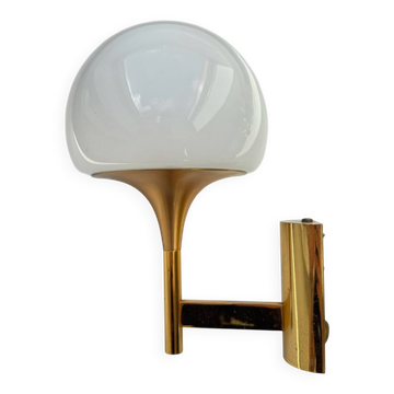 Gaetano Sciolari Vintage Brass & Opaline Glass Wall Lamp