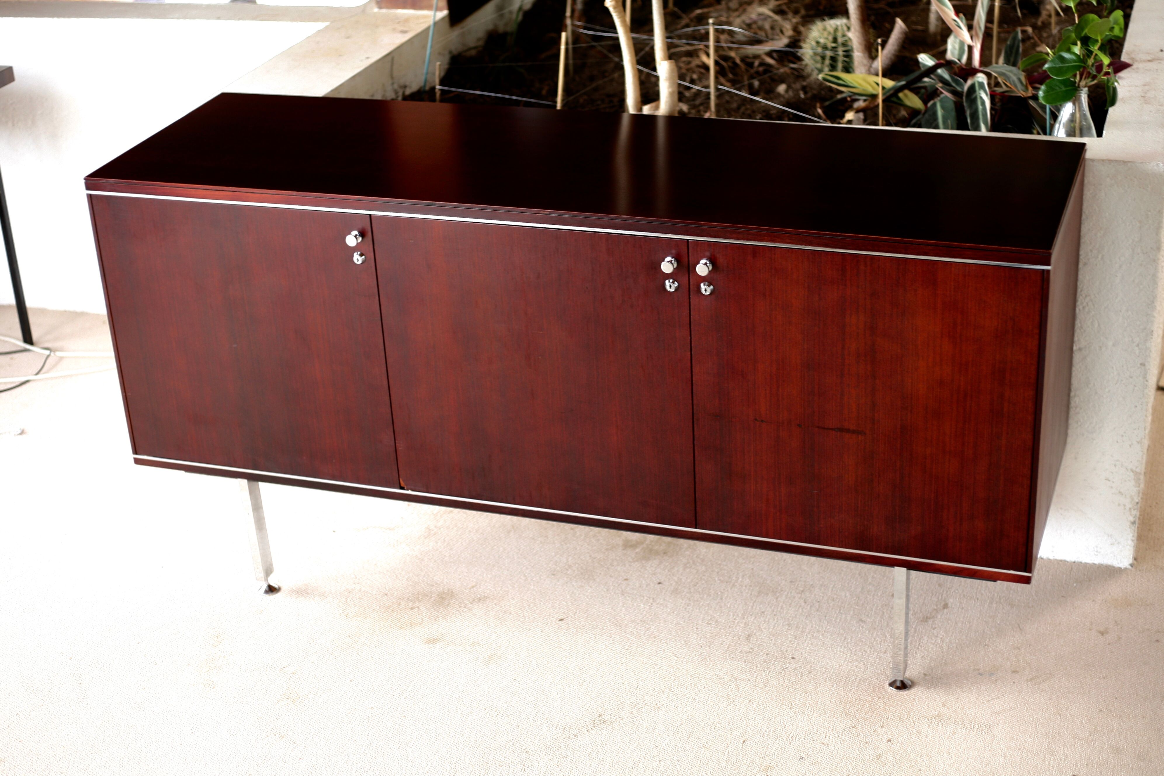 Sideboard solid wood and steel, France, cira 1970, Negroni edition