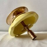 Large vintage brass and yellow glazed ceramic candle holder-ashtray