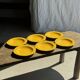 Set of 6 vintage yellow fish soup plates