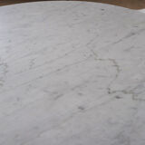 Table basse marbre, bois et laiton