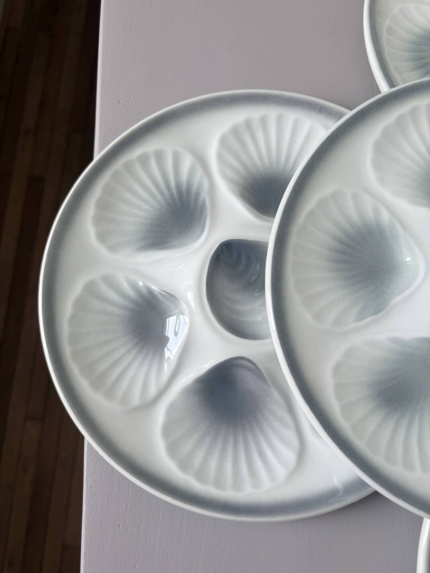 4 vintage oyster plates Moulin des Loups in porcelain 2106172
