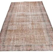 Terracotta & Rust Brown Floral Persian Rug, Turkish Vintage Antique Carpet