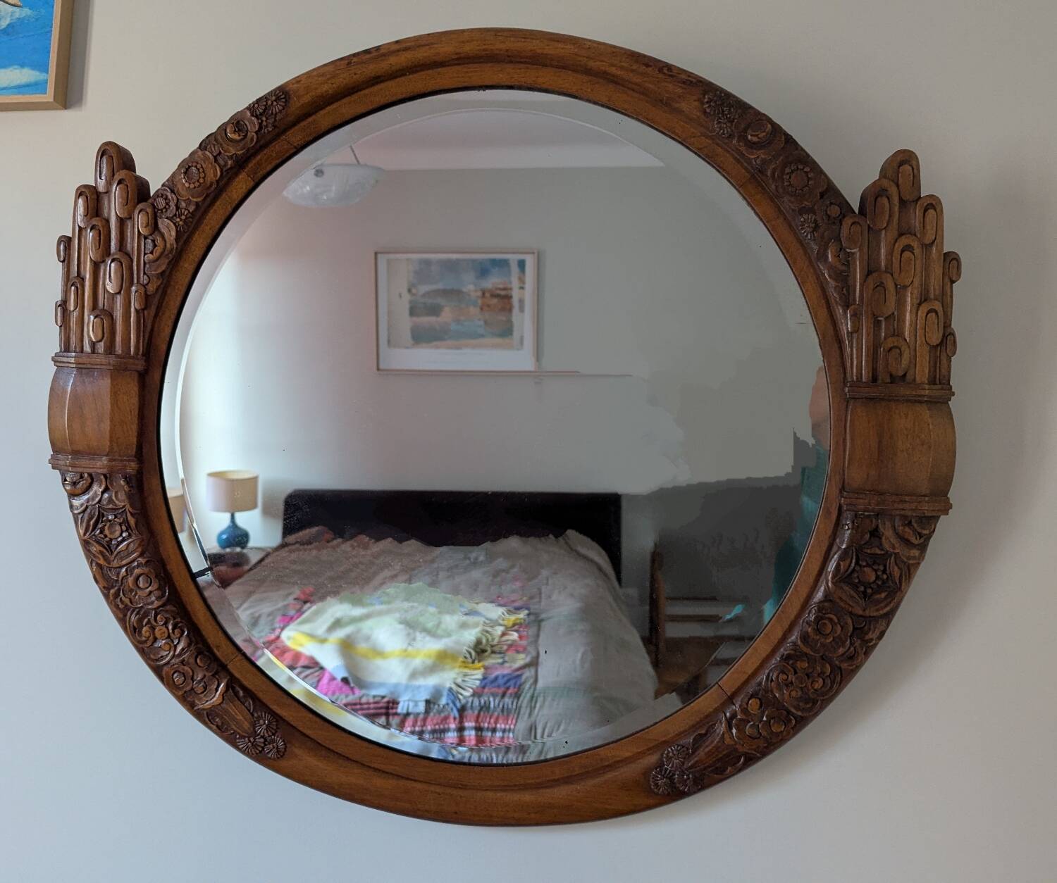 Art Deco walnut mirror