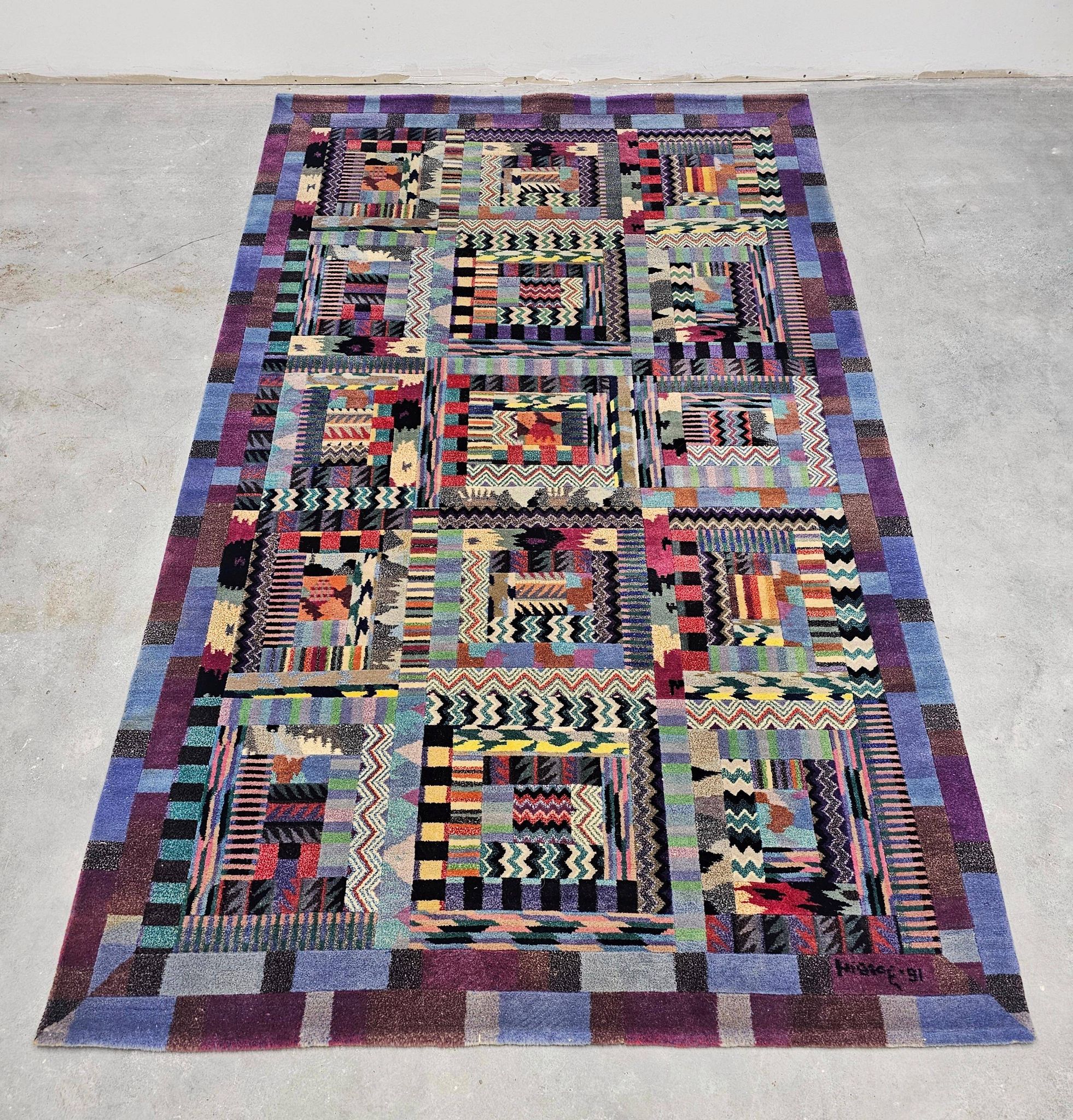 Vintage hand-knotted rug model Orion by Ottavio Missoni for Missoni