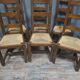 Set of six rustic chairs in natural wood, regional French craftsmanship.