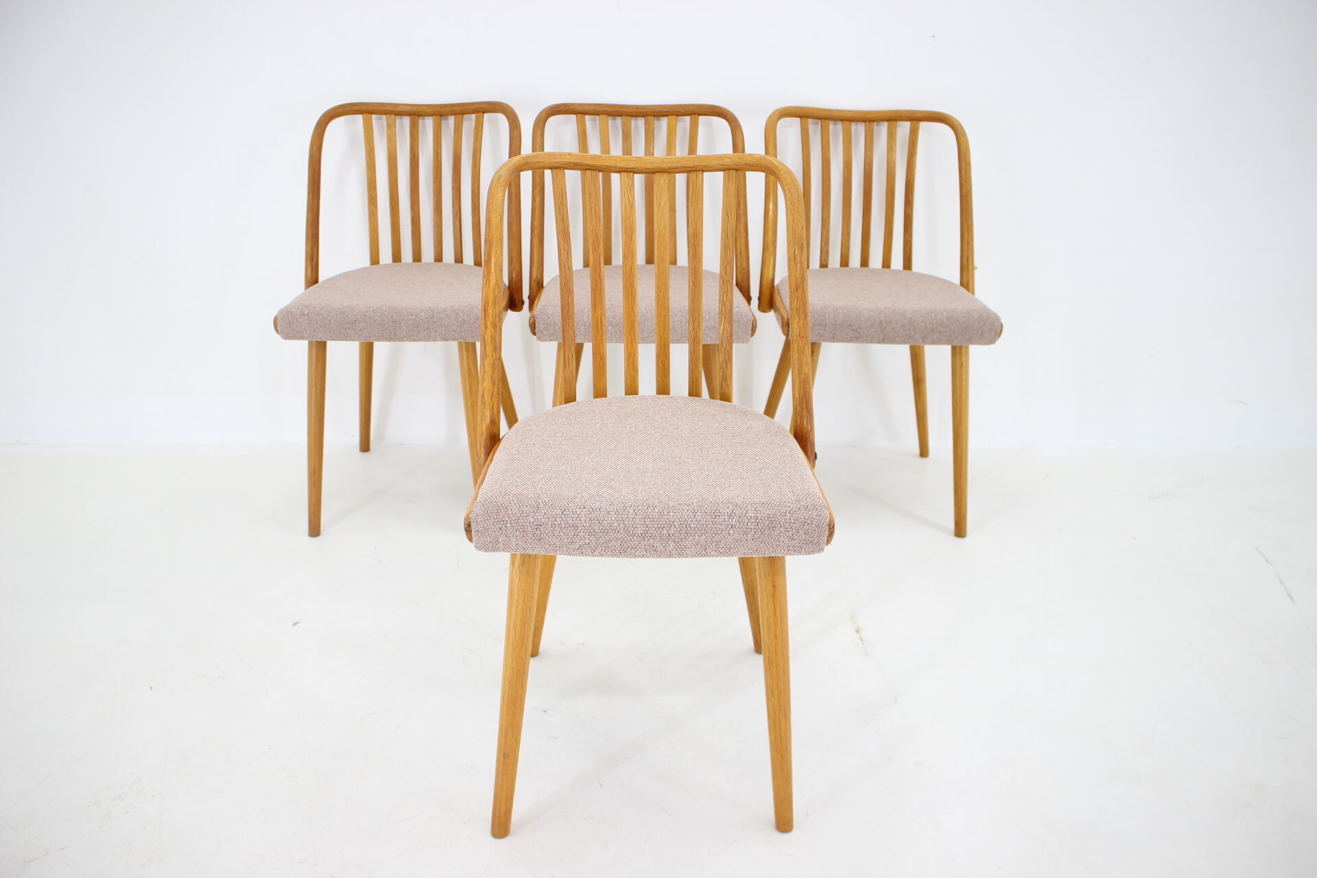 1970s Antonin Suman Set of 4 Oak Dining Chairs, Czechoslovakia
