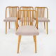 Antonin Suman Set de 4 chaises de salle à manger en chêne, Tchécoslovaquie