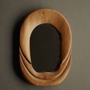 Miroir mural en pin anthroposophique du milieu du siècle, années 1970