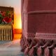 Pink velvet toad armchair