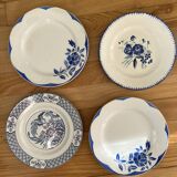 Assiettes à dessert dépareillées bleues