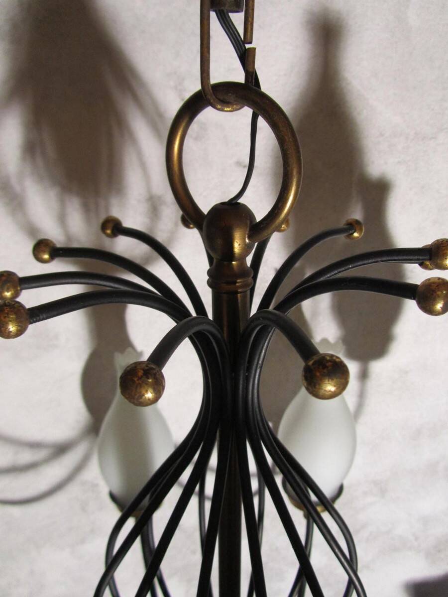 Set of 2 Italian design chandeliers in style of Stilnovo/ Arredoluce, 1950s