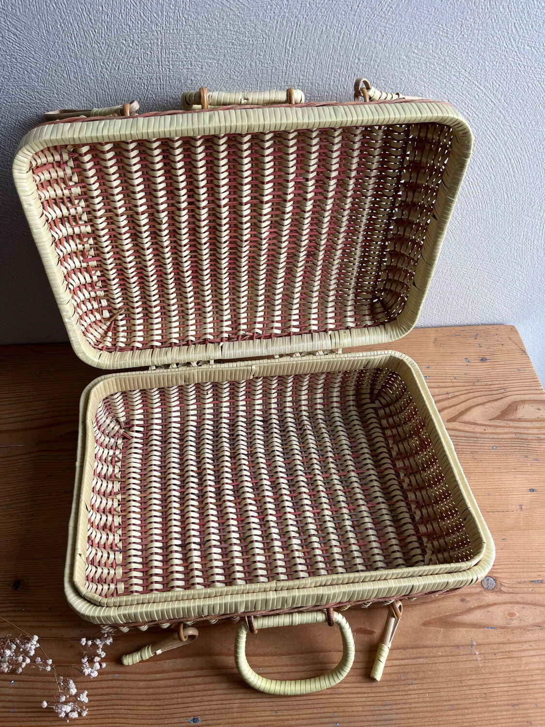 Vintage wicker suitcase