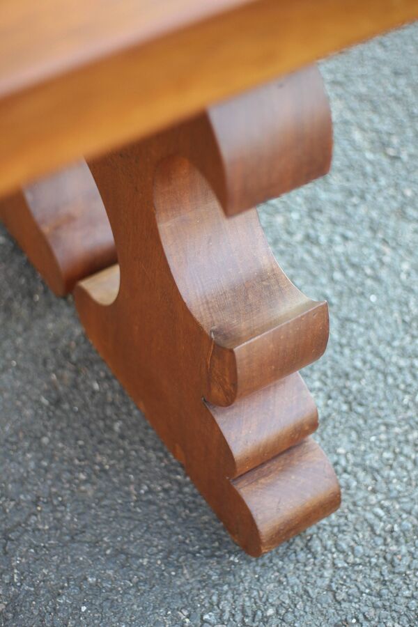 Grande table bois avec pieds sculptés, table artisanale, table bois massif, table de salon, table