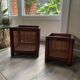 Caches-pots vintage en bois et cannage