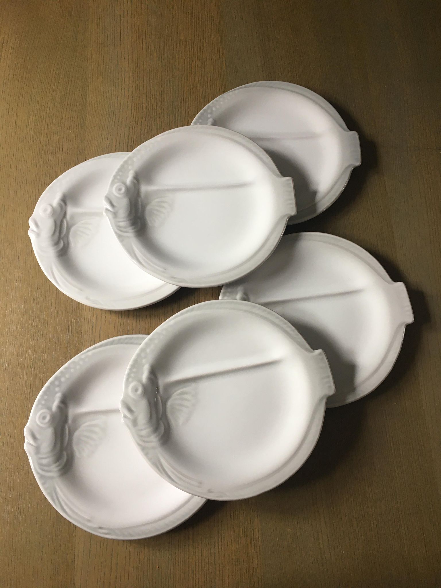6 vintage fish plates