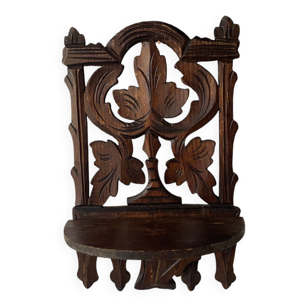 Etagère murale ancienne en bois ajouré , XIXe