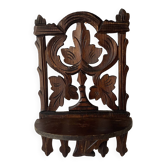 Etagère murale ancienne en bois ajouré , XIXe