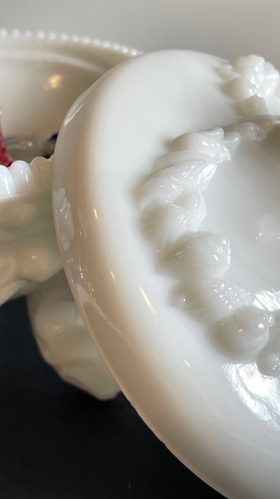 Vintage opaline glass candy dish