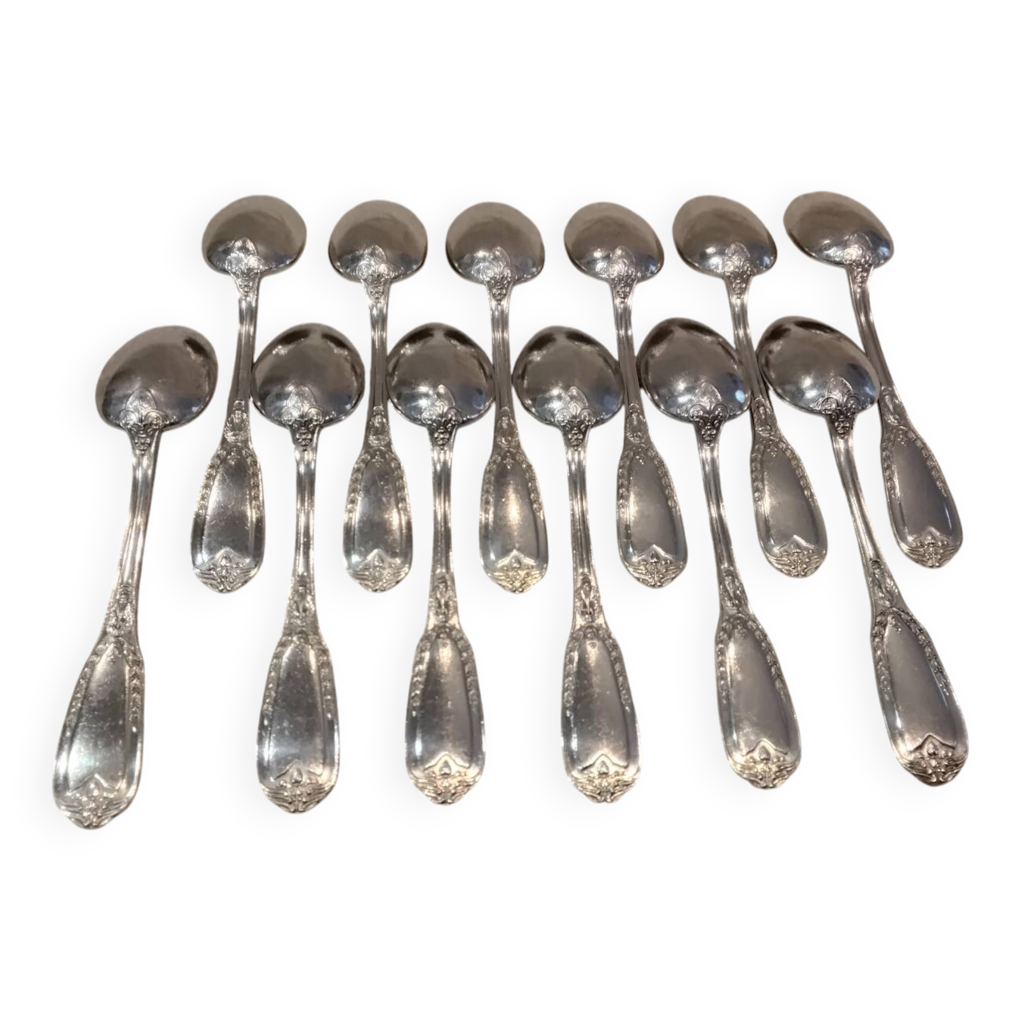 12 silver-plated metal coffee spoons by Ravinet & Cie, Empire 81.