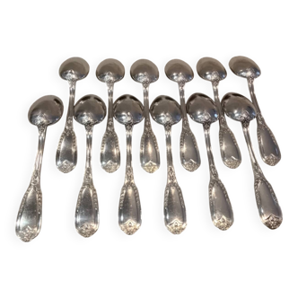 12 silver-plated metal coffee spoons by Ravinet & Cie, Empire 81.