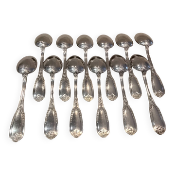 12 silver-plated metal coffee spoons by Ravinet & Cie, Empire 81.