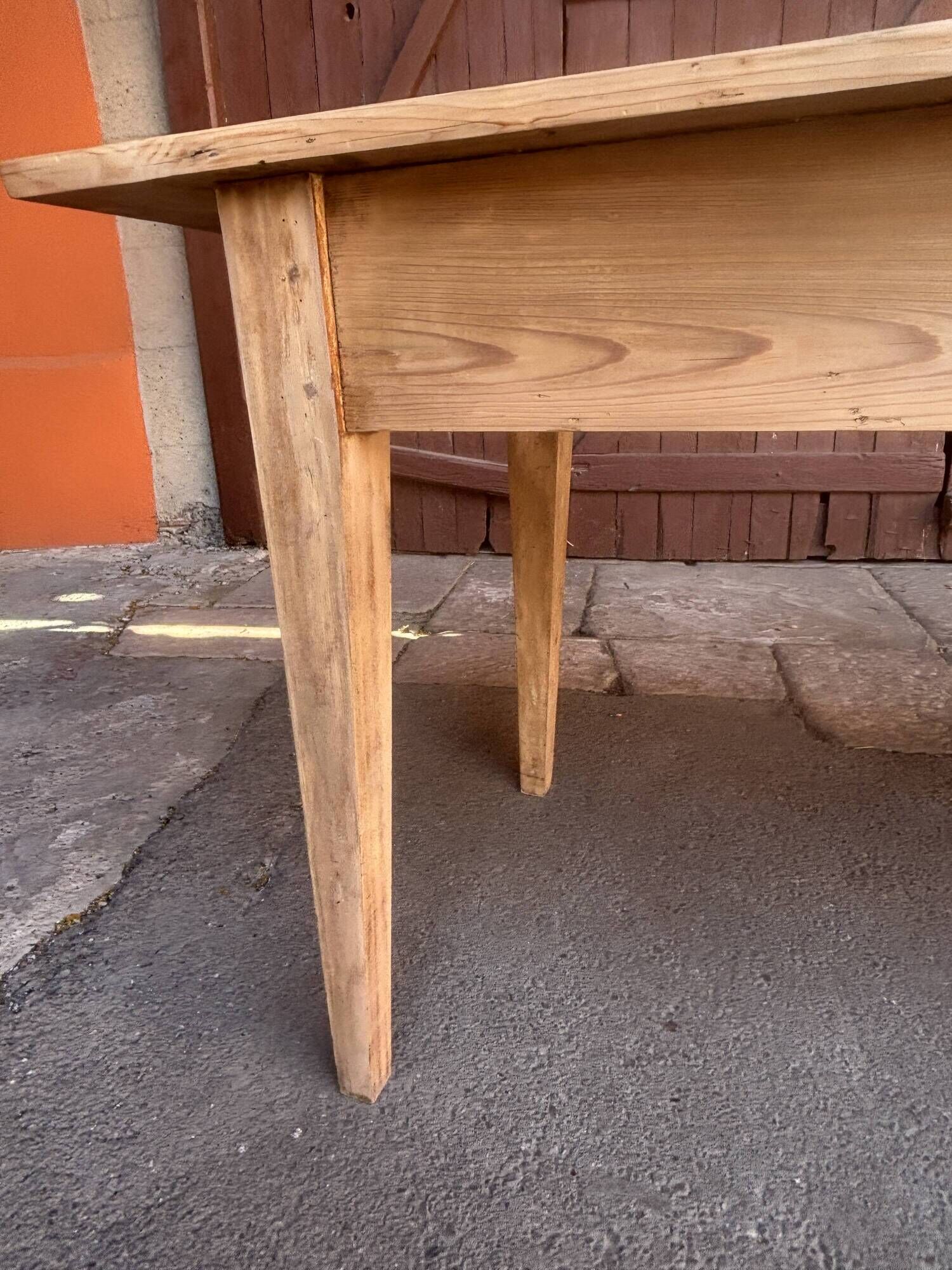 Very large farmhouse table 300 cm in fir from 1900, natural raw wood brewery.