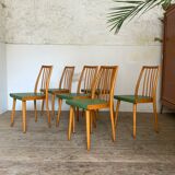 6 vintage green chairs