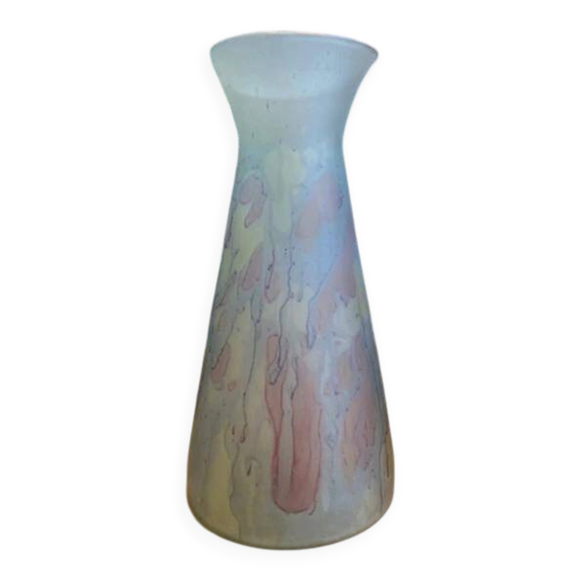 24cm vase, frosted pastel glass paste, 1950s.