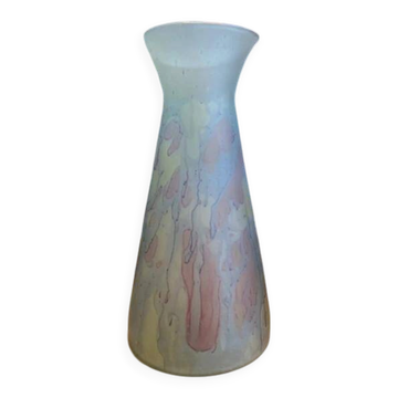 24cm vase, frosted pastel glass paste, 1950s.