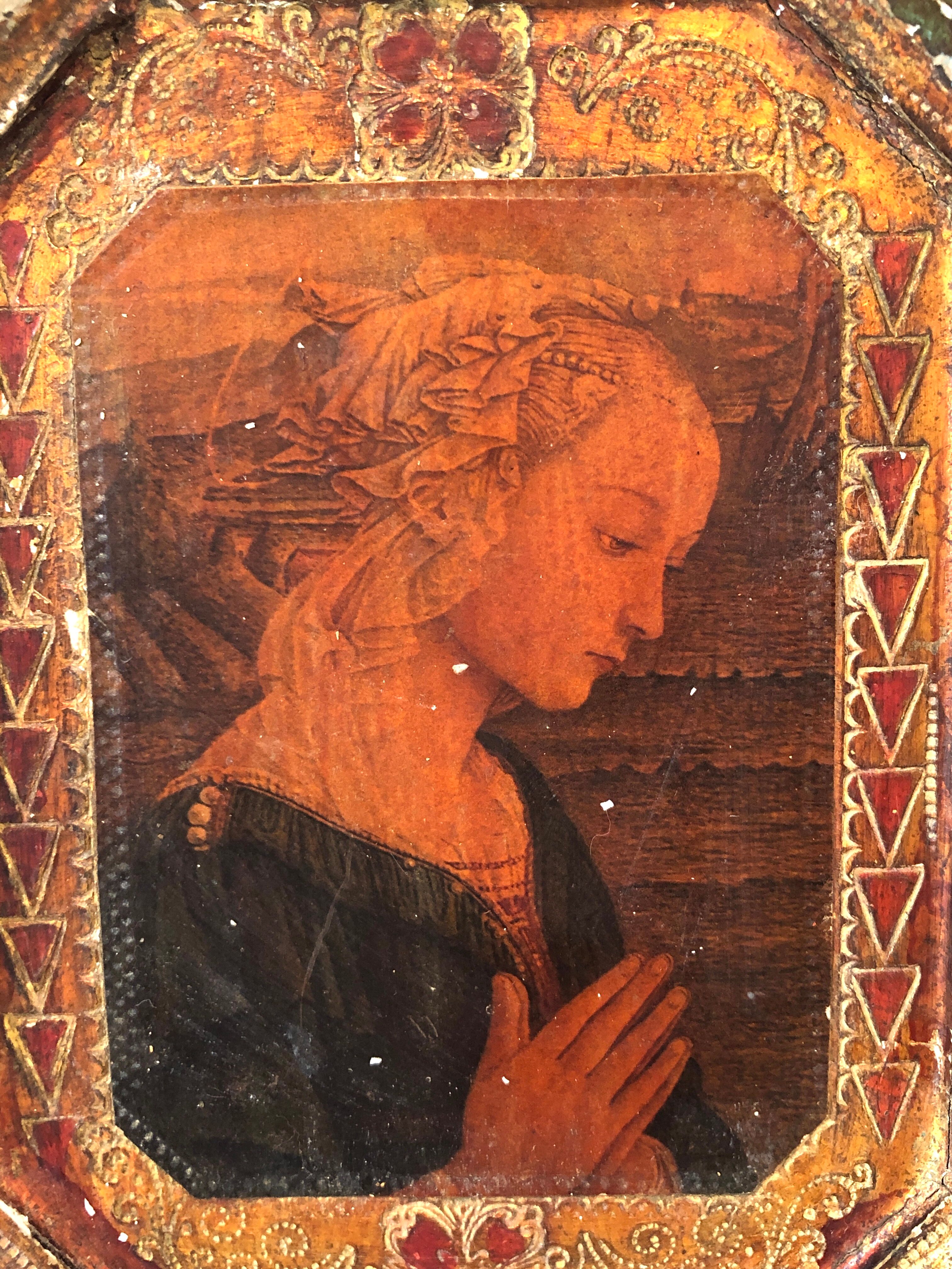 Old Italian Octagonal Wood Frame