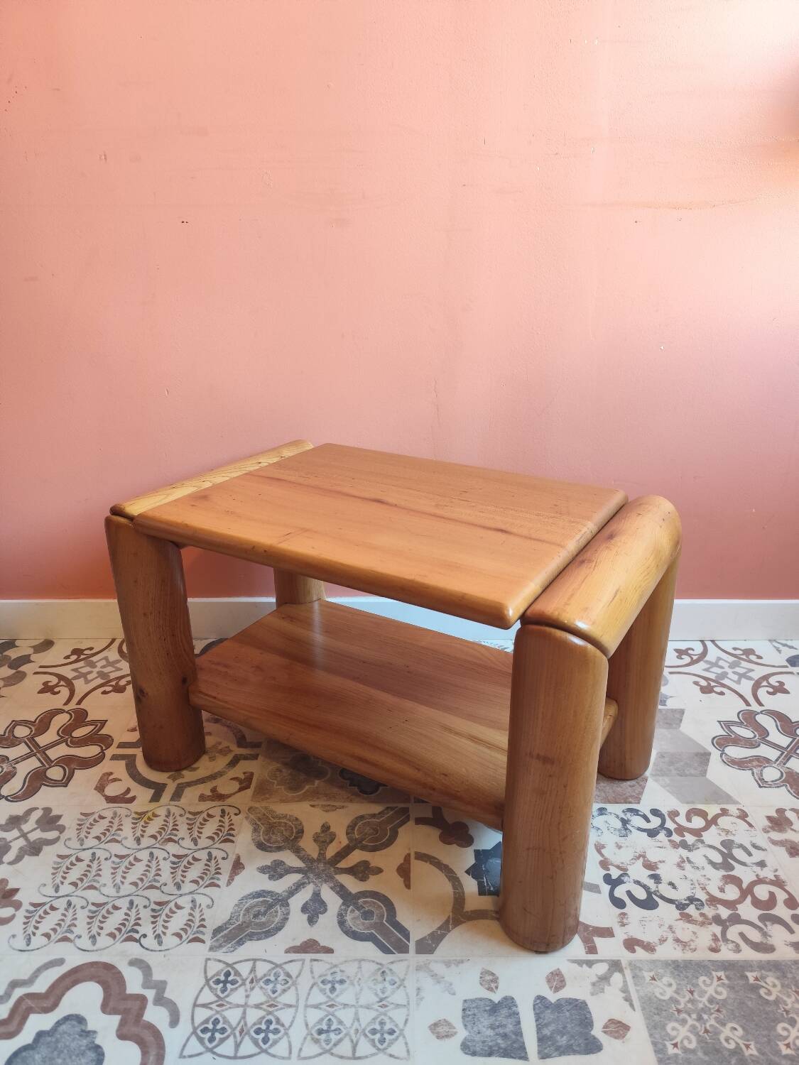 Vintage bedside table in elm