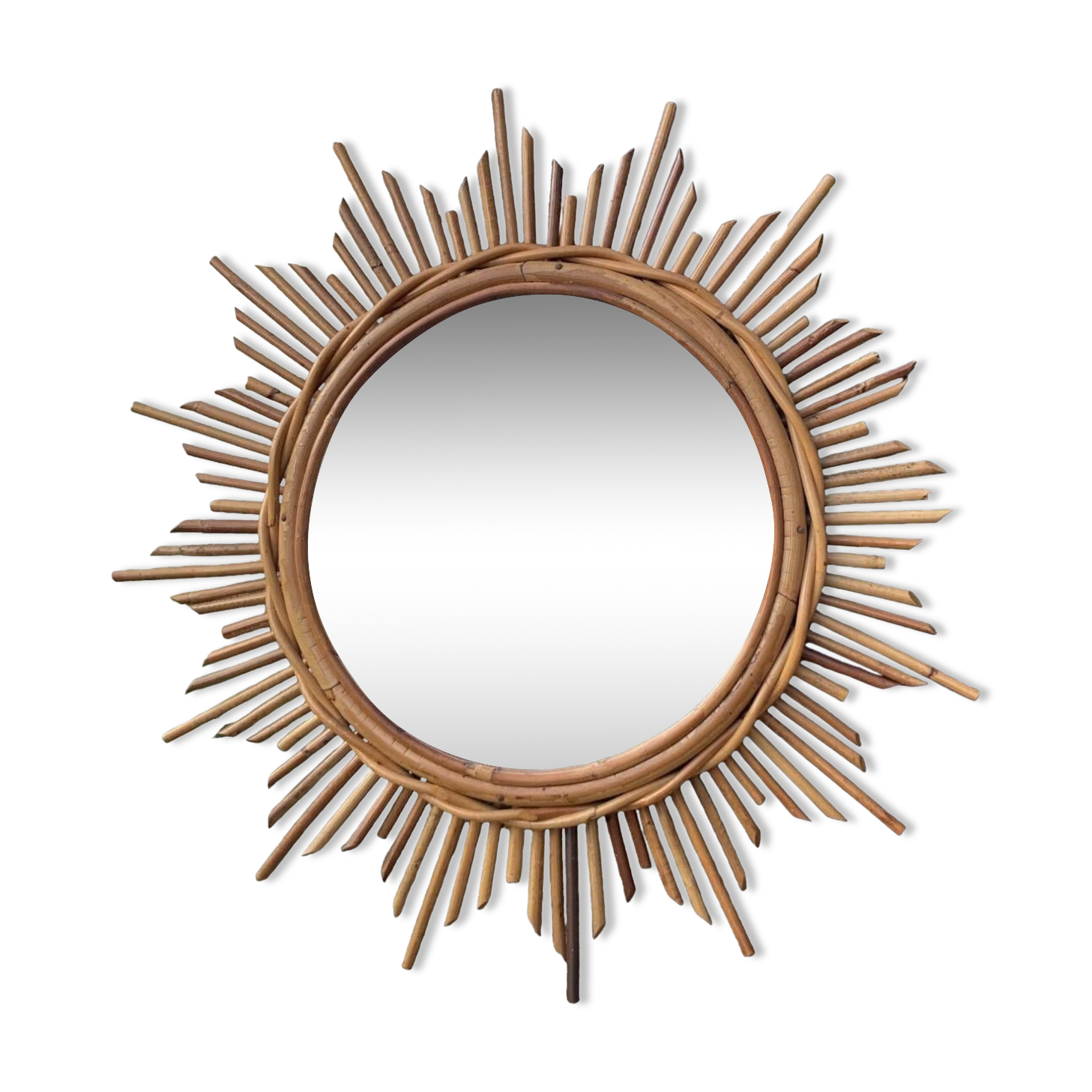 Vintage rattan sun mirror